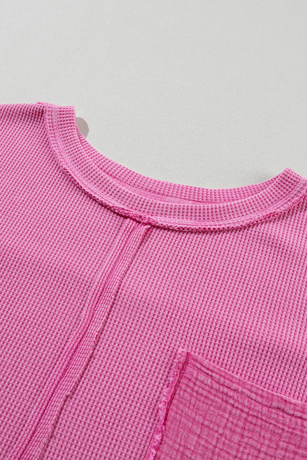 Bright Pink Mineral Wash Oversized Textured Bracelet Sleeve Top