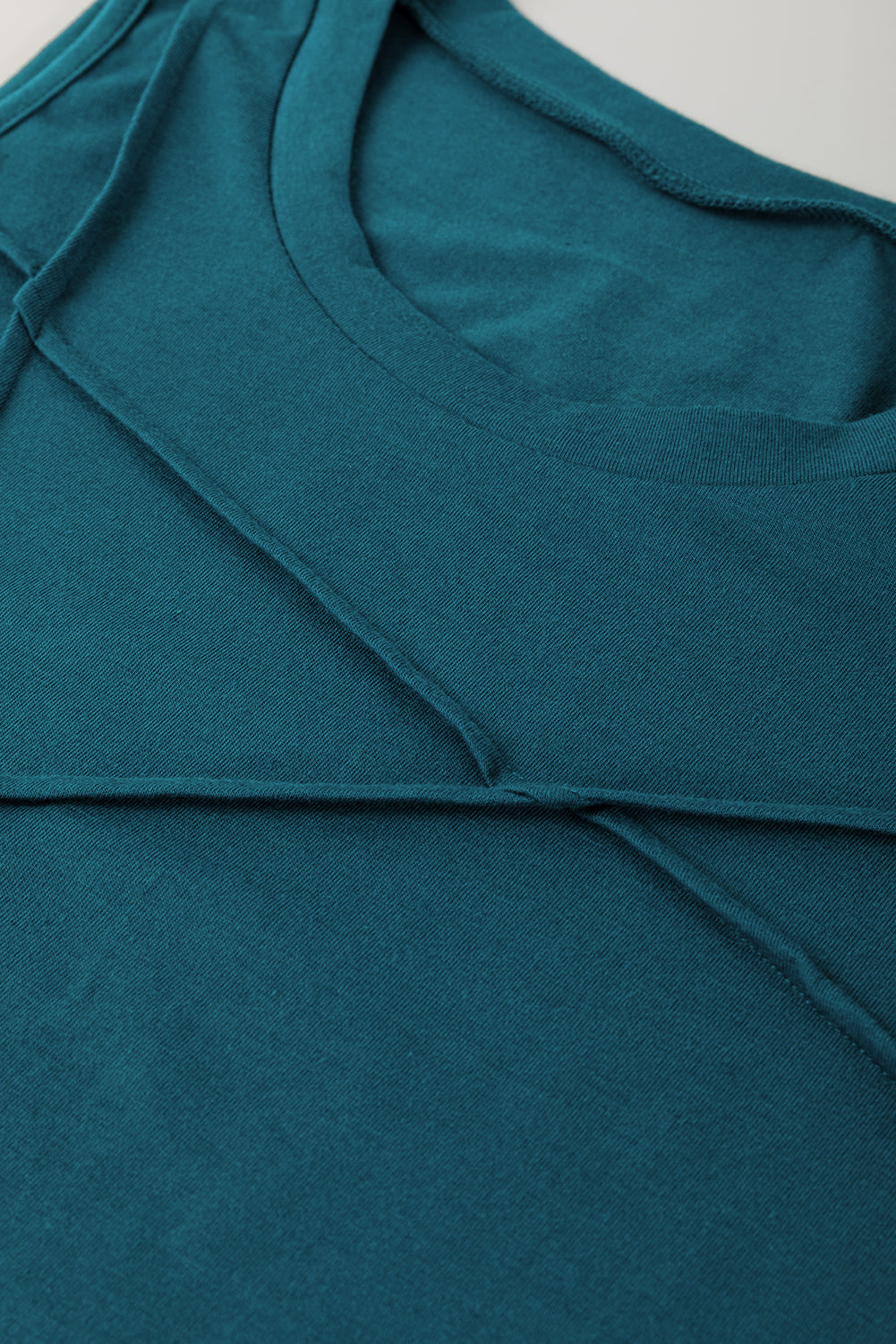 Blue Sapphire Stitch Detail Round Neck Tank Top