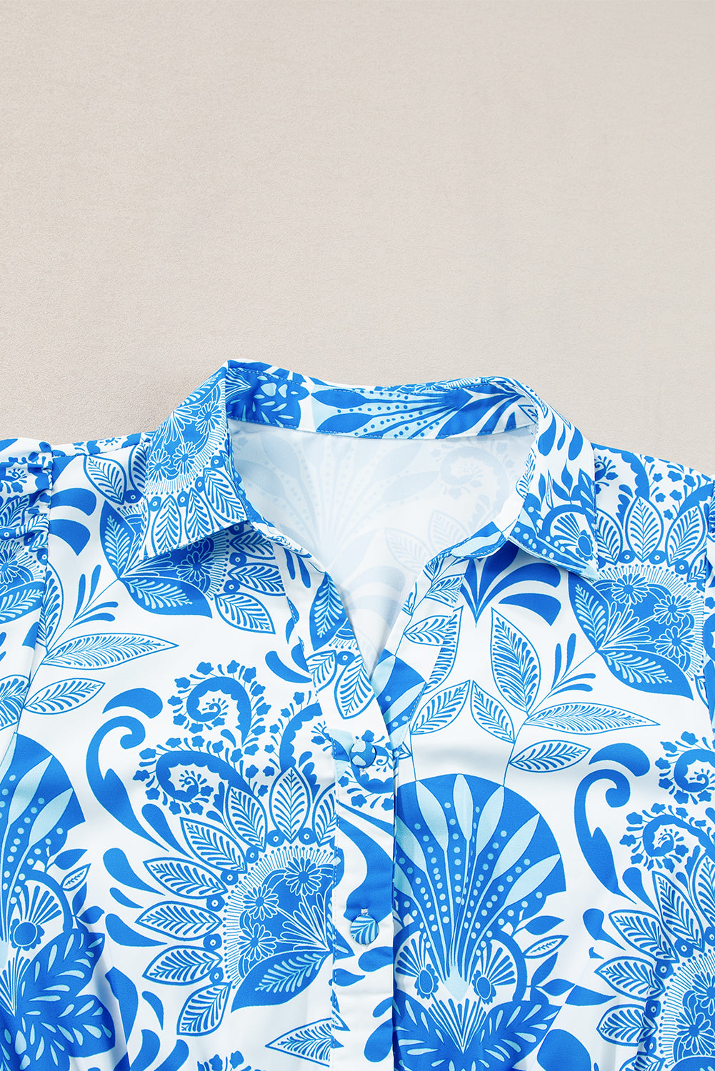 Sky Blue Floral Drawstring Waist Ruffle Mini Dress