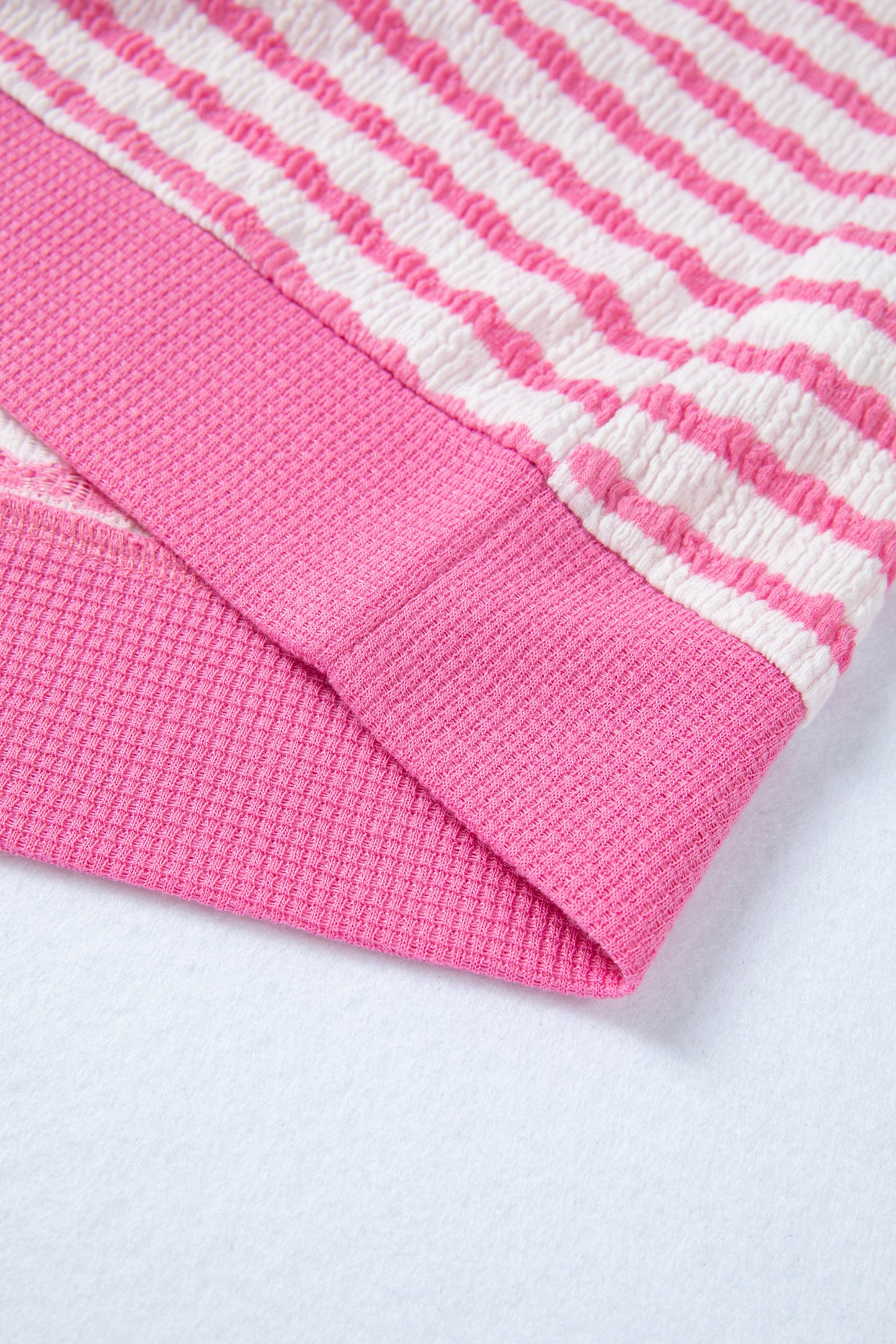 Pink Striped V-Neck Short Sleeve Knit Top – Casual Everyday Sweater Top