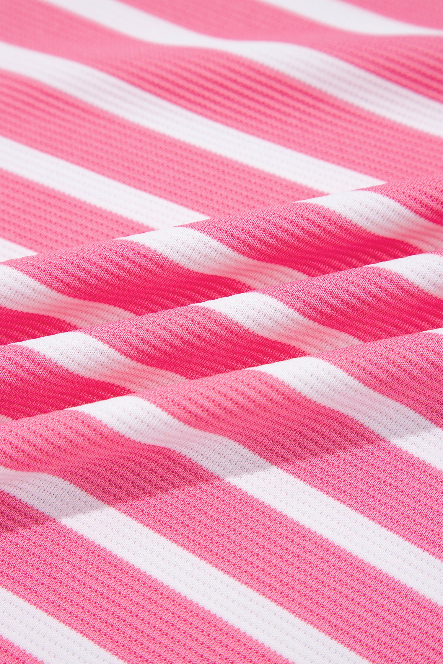 Pink Stripe Striped Contrast Collar Puff Sleeve Blouse