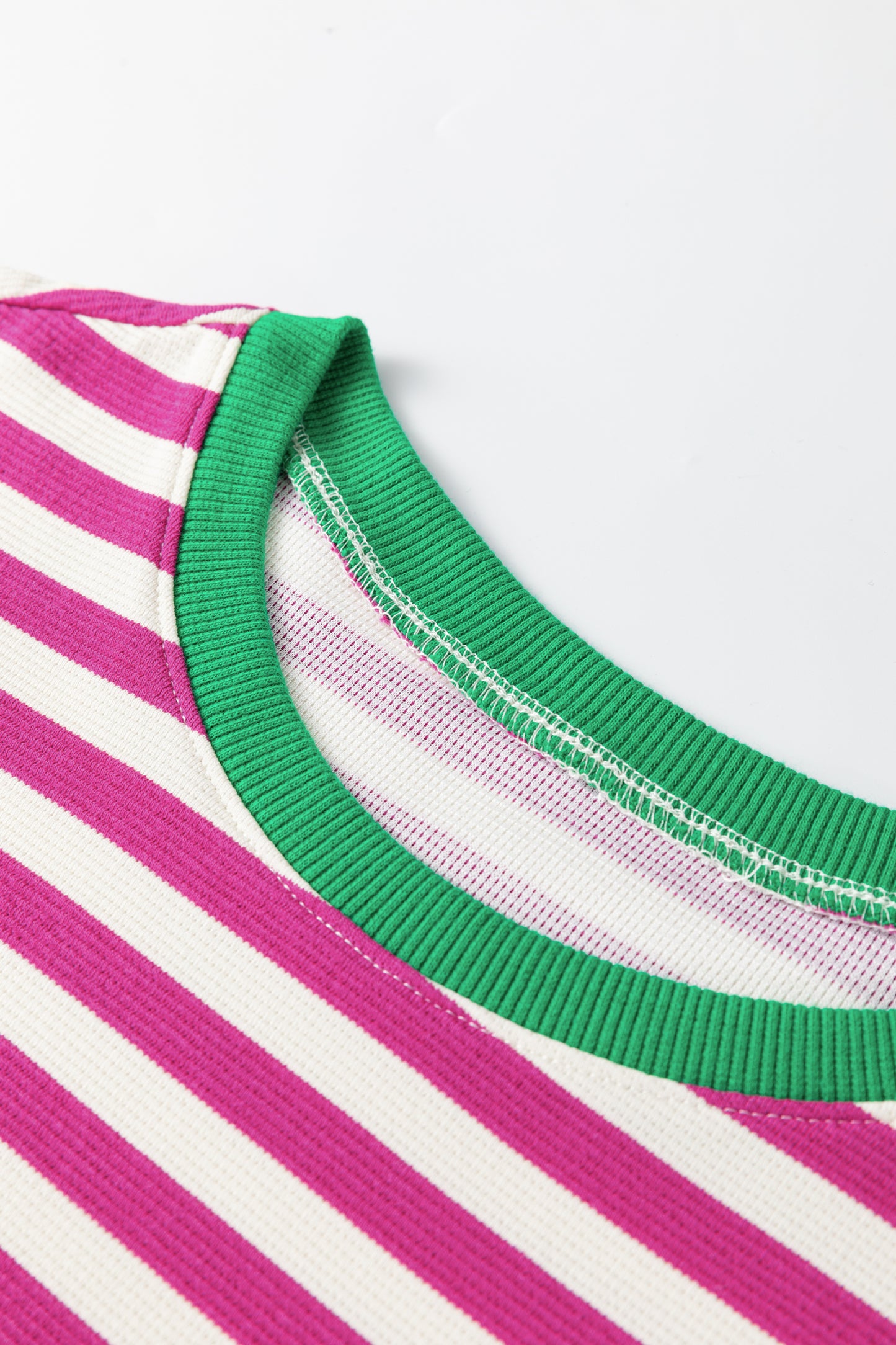 Striped Puff Sleeve Blouse – Casual Contrast Trim Everyday Top