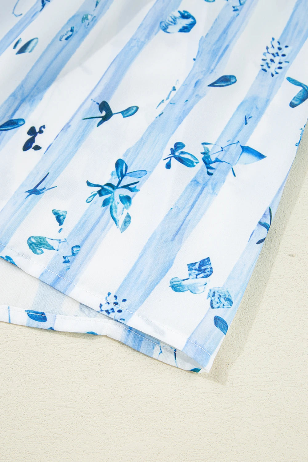 Sky Blue Floral Smocked Tied Strap Tiered Maxi Dress