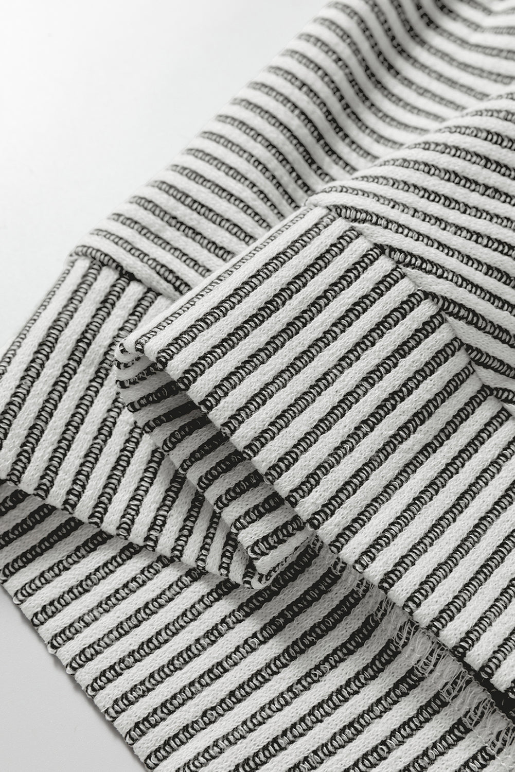 Gray Ribbed Long Sleeve Top – Round Neck Lantern Sleeve