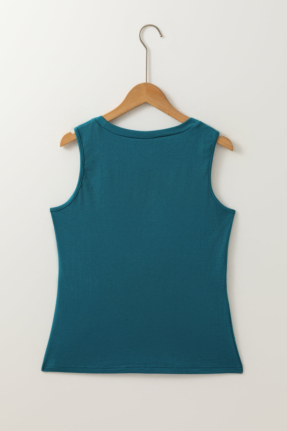 Blue Sapphire Stitch Detail Round Neck Tank Top