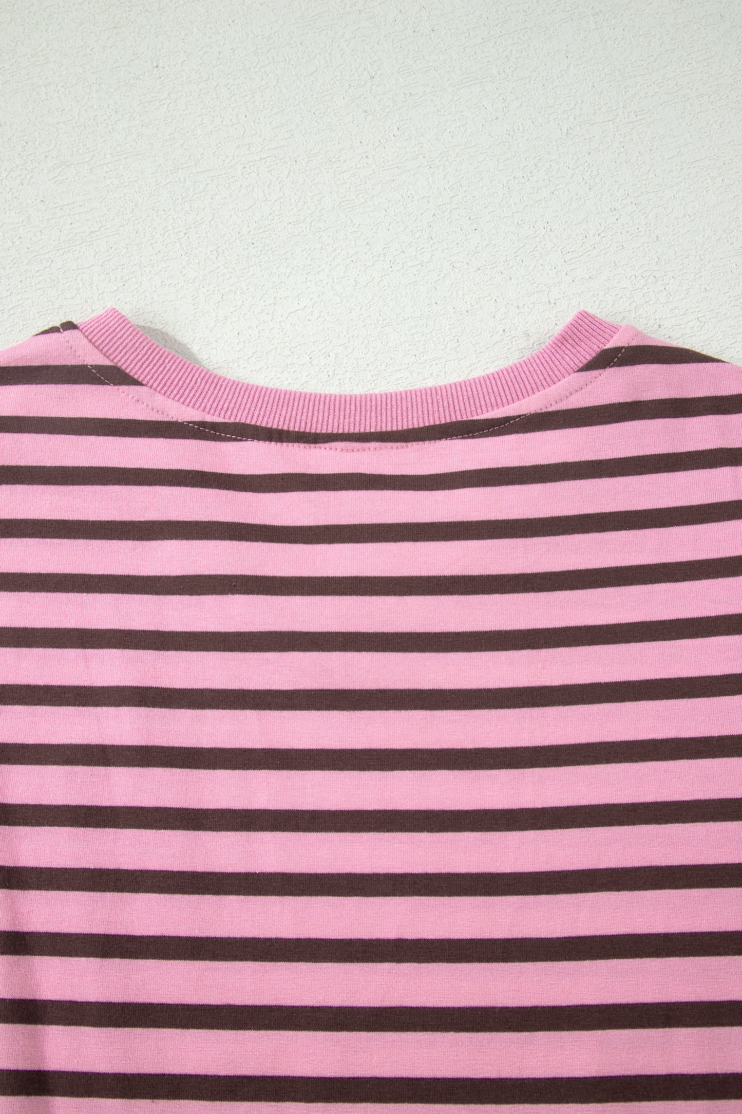 Pink Mocha Striped Puff Sleeve V-Neck T-Shirt – Casual Everyday Top