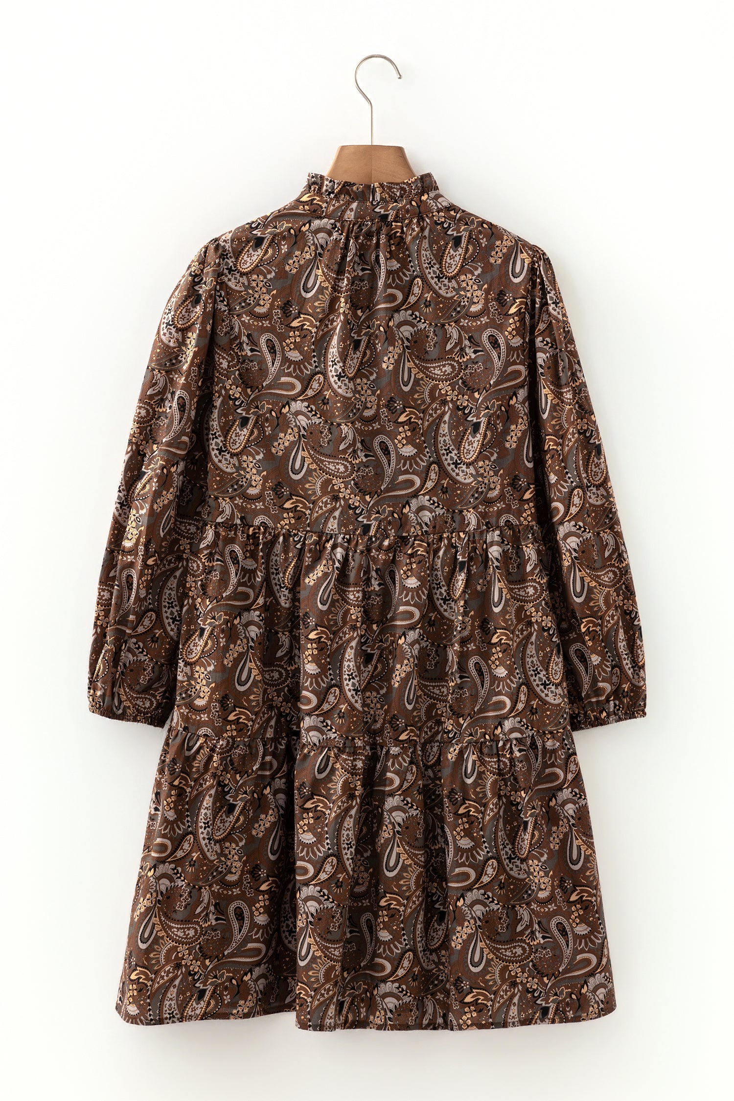 Mocha Paisley Babydoll Mini Dress