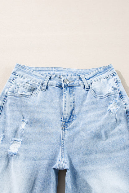 Beau Blue Distressed Straight Leg Jeans 