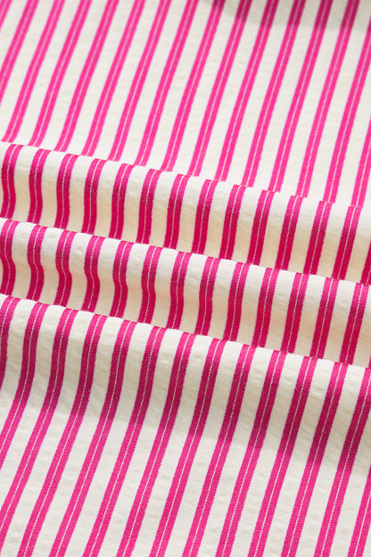 Pink Striped Ruffle Sleeve Sleeveless Blouse – Lightweight Everyday Top