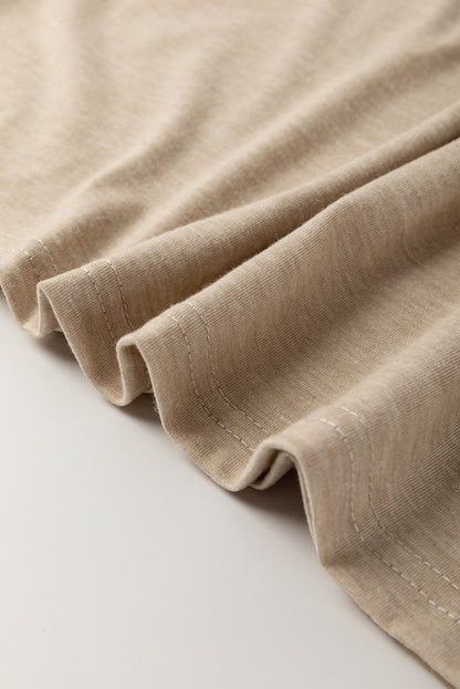 Parchment Ruched Puff Sleeve Round Neck Tee