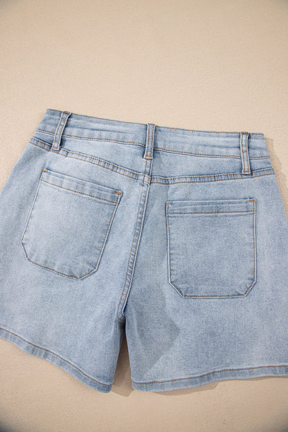 Patch Pocket High Rise Denim Shorts – Casual Everyday Summer Bottoms