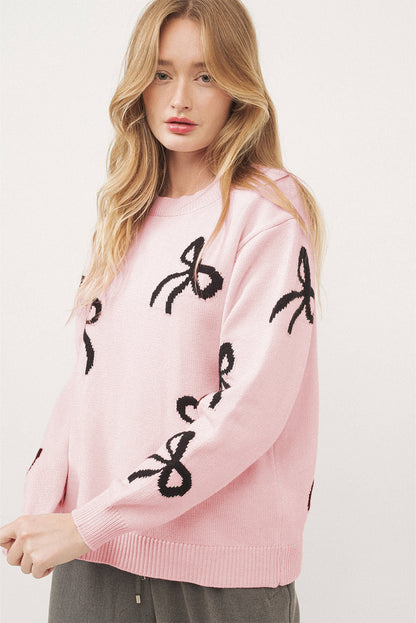 Light Pink Bow Knit Sweater