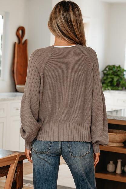 Ribbed Button Knit Cardigan