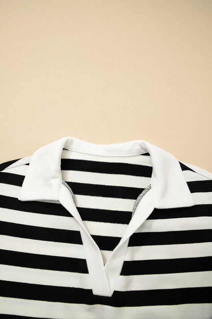Striped Flutter Sleeve Collared Blouse – Casual Everyday Boutique Top