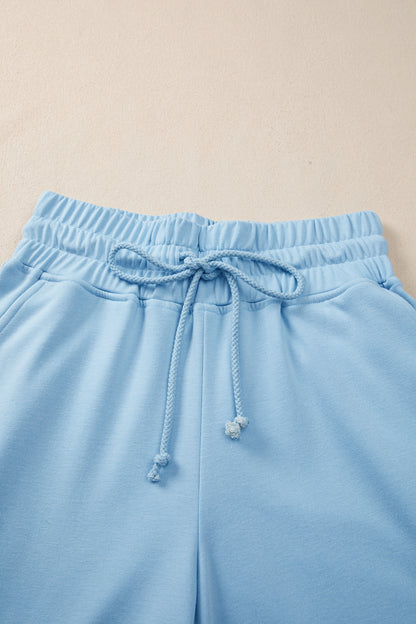Mist Blue Loose Tee & Wide Leg Pants Set