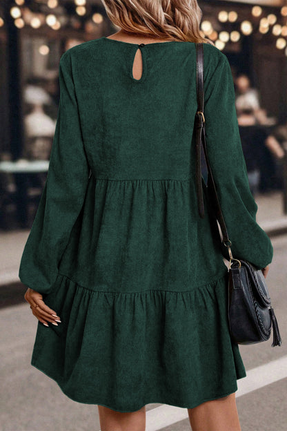 Lantern Sleeve Tiered Mini Dress