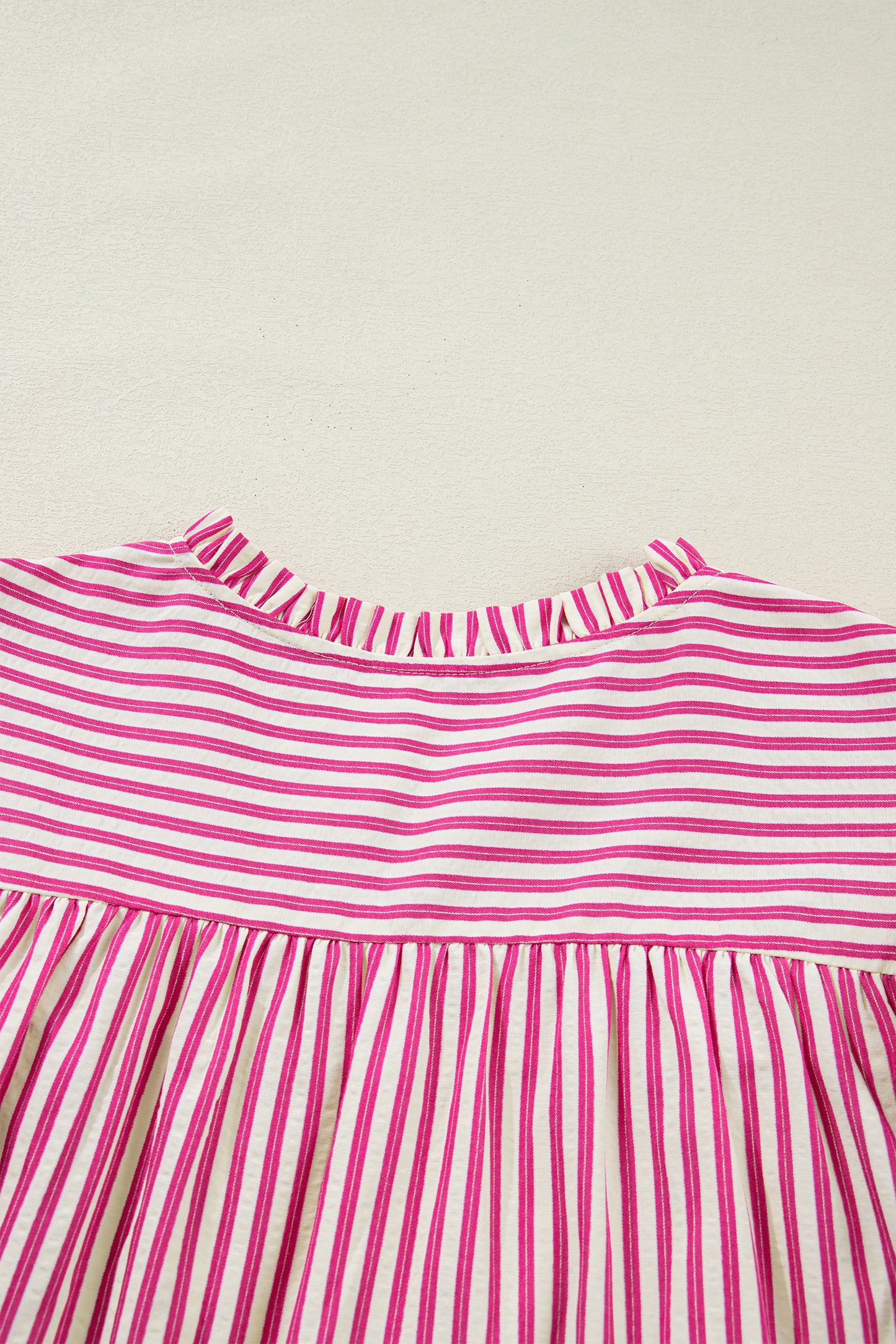 Pink Striped Ruffle Sleeve Sleeveless Blouse – Lightweight Everyday Top