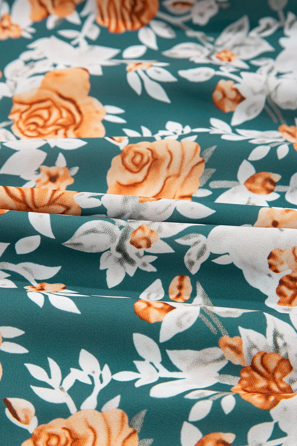 Green Floral Print Relaxed Fit Tiered Everyday Dress