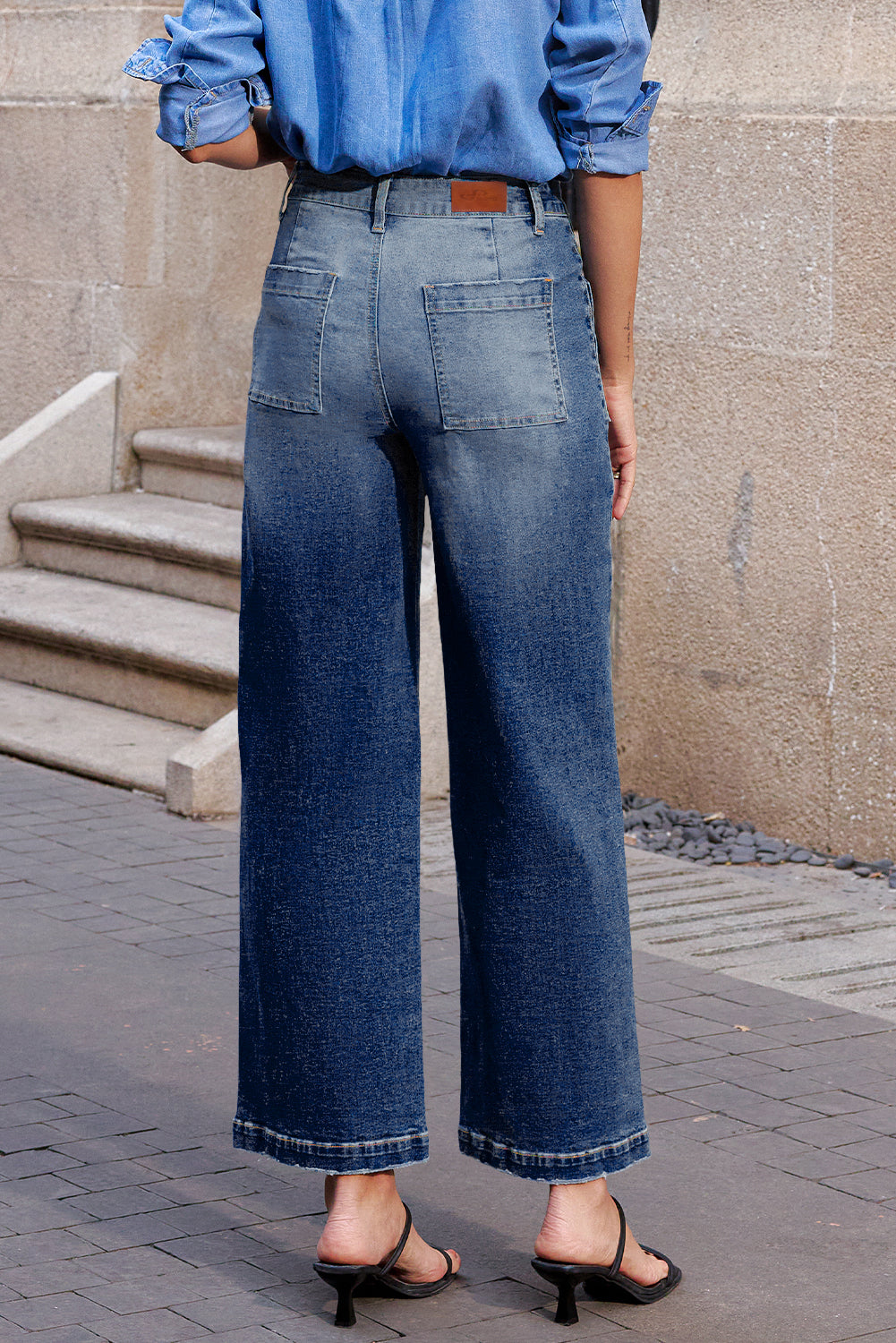 Patch Pocket Wide-Leg Everyday Denim Jeans