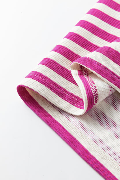 Striped Puff Sleeve Blouse – Casual Contrast Trim Everyday Top
