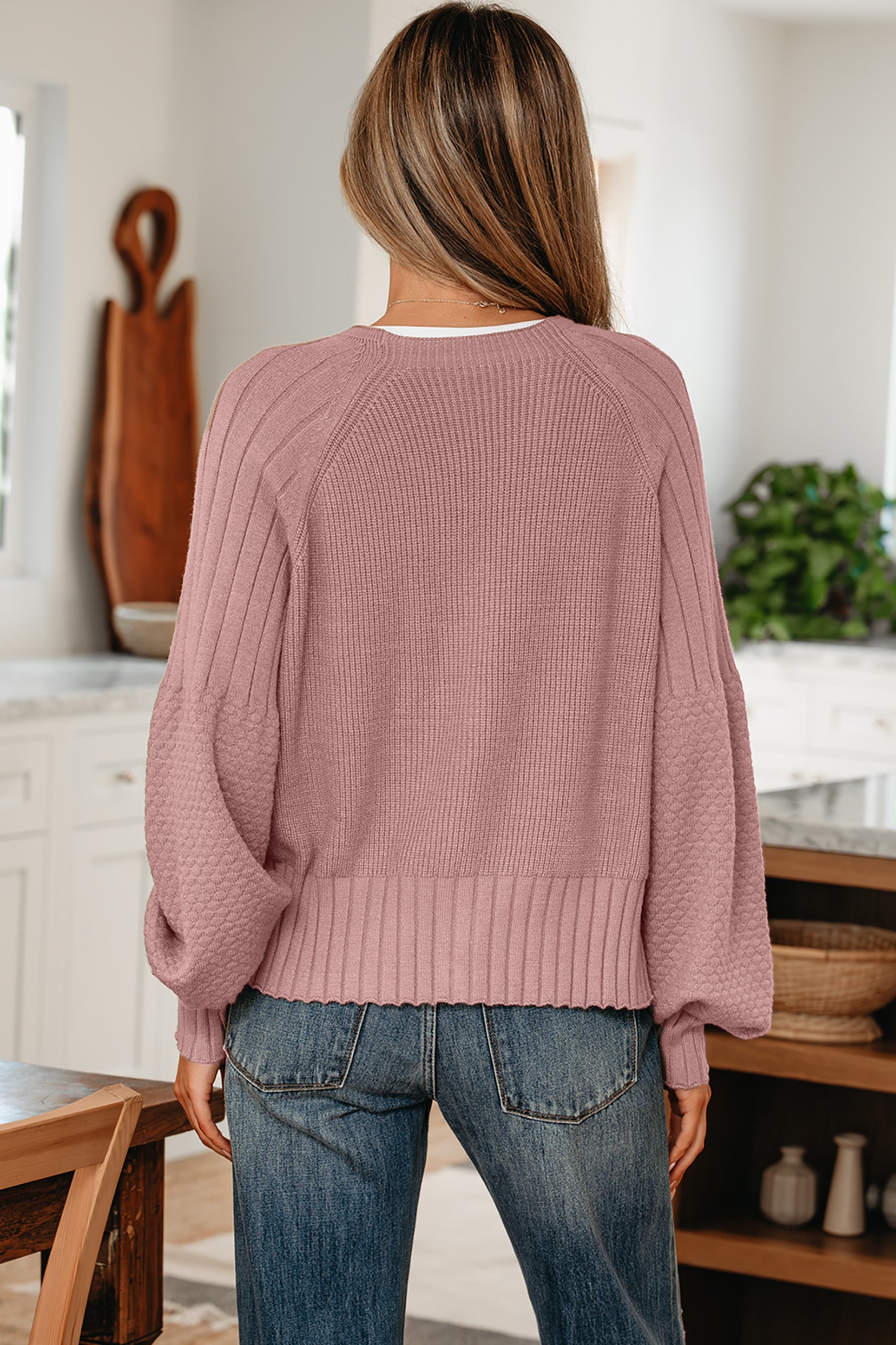 Ribbed Button Knit Cardigan
