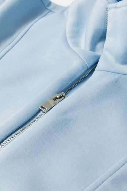 Blue Half-Zip Short Sleeve Sweatshirt Short Set