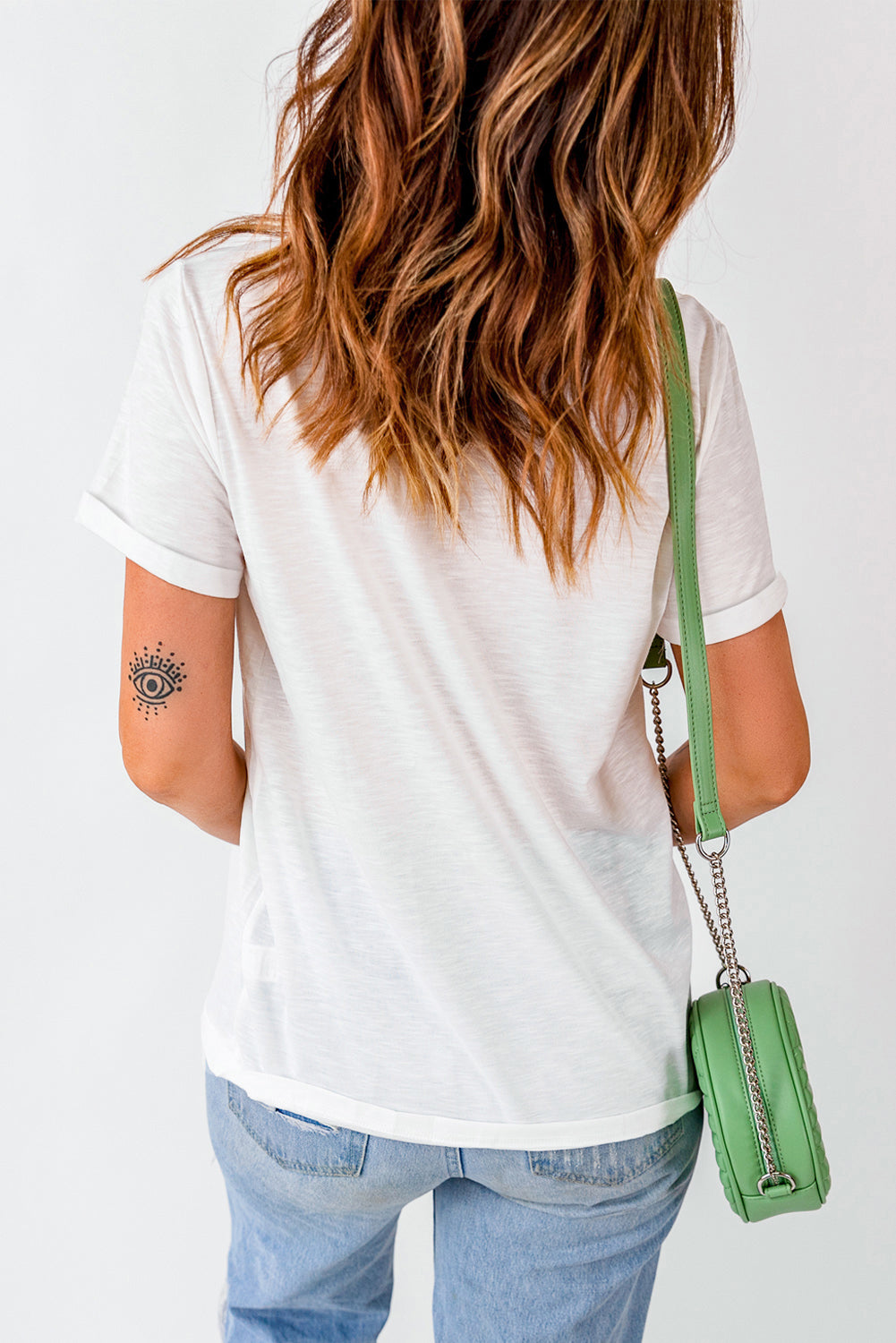 Shamrock & Bow Grid Tee – White St. Patrick’s Day Graphic Top
