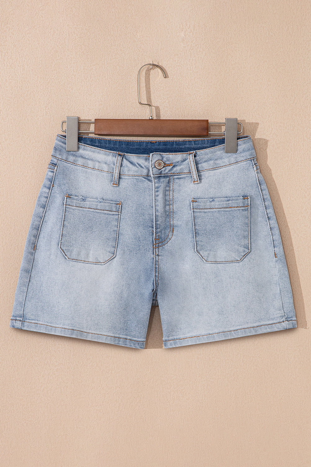 Patch Pocket High Rise Denim Shorts – Casual Everyday Summer Bottoms