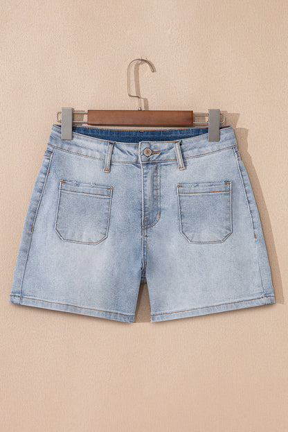 Patch Pocket High Rise Denim Shorts – Casual Everyday Summer Bottoms