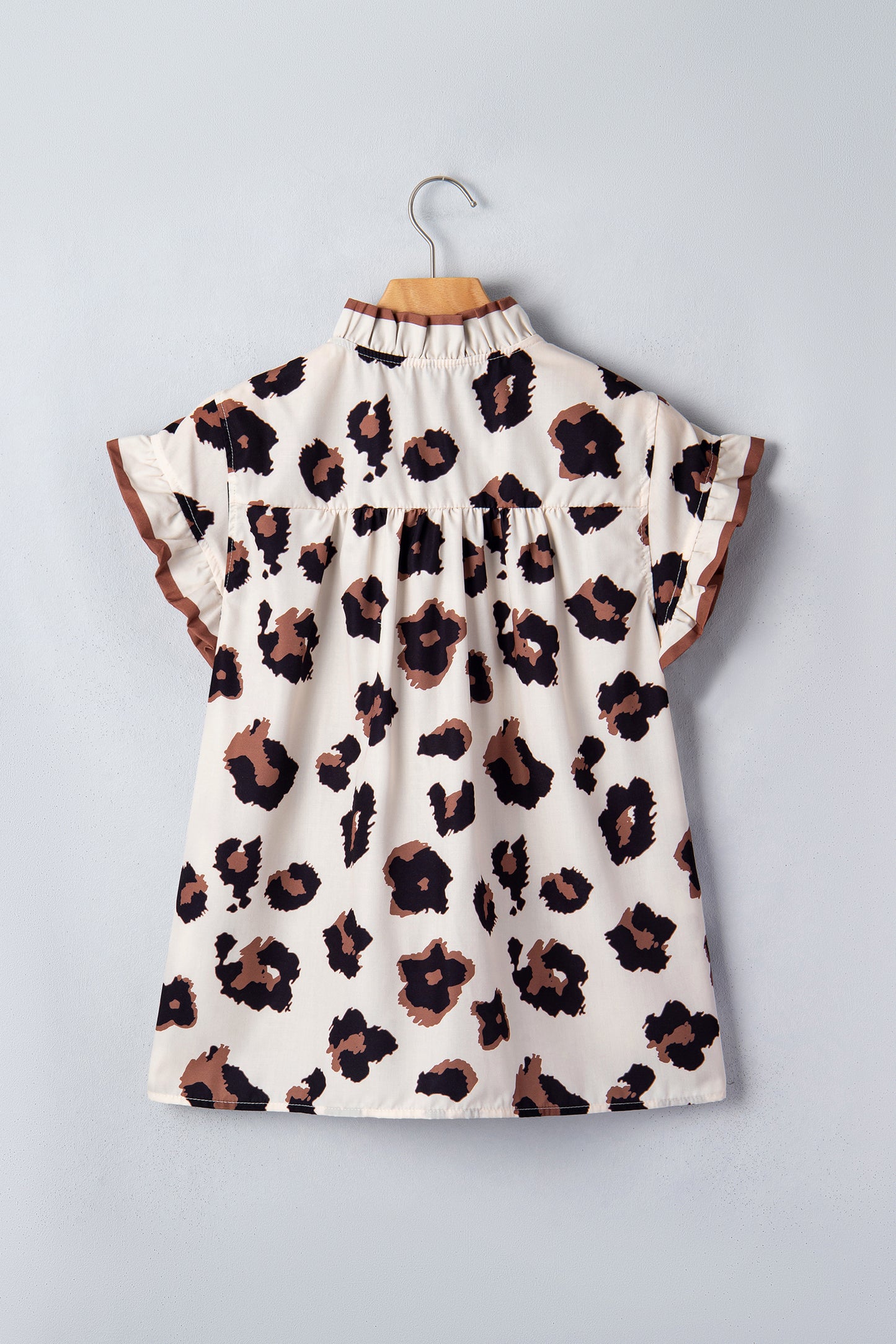 Cream Leopard Print Ruffle Cap Sleeve Blouse – Boutique Animal Print Top