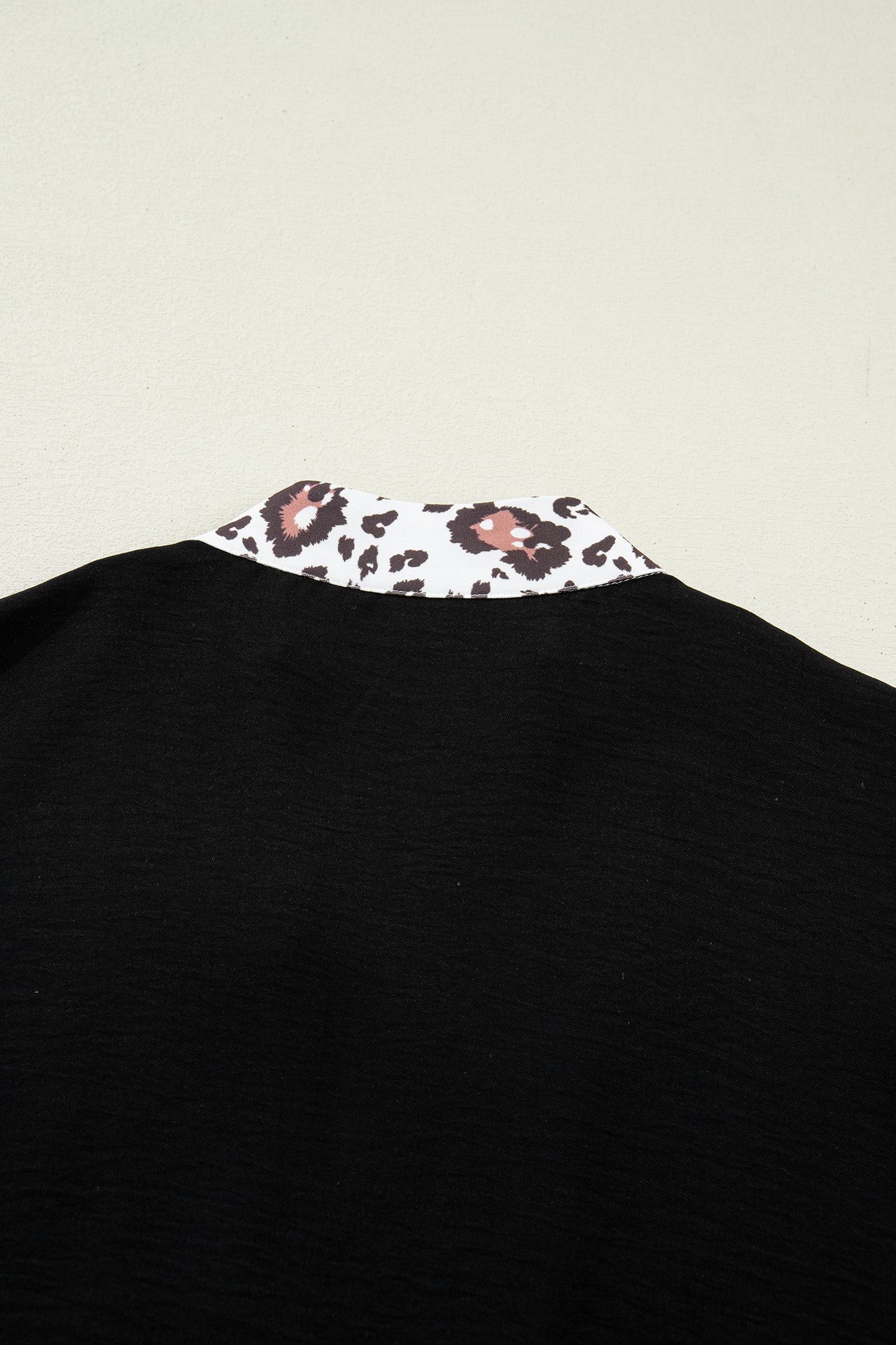 Leopard Trim V-Neck Blouse – Relaxed Fit Statement Top