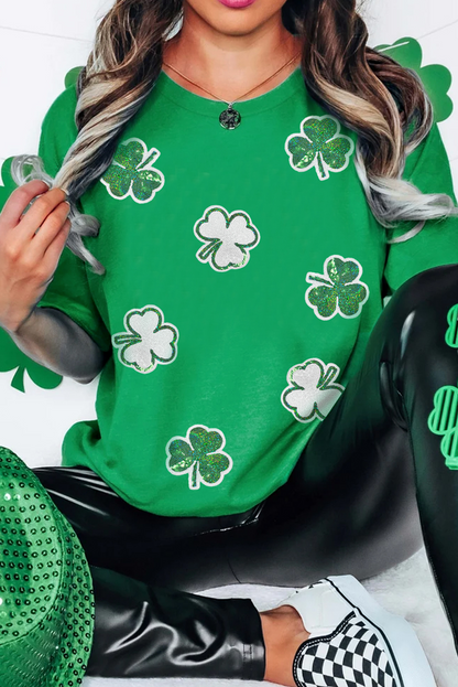 Bright Clover Sequin Tee – St. Patrick’s Day Glow