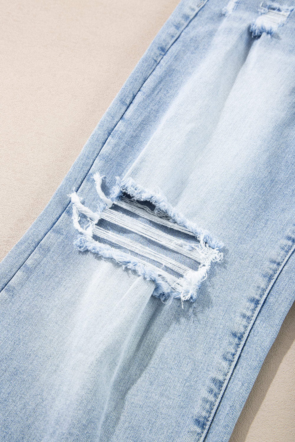 Beau Blue Distressed Straight Leg Jeans 