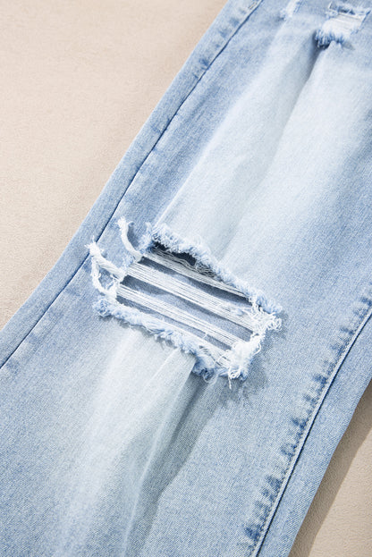 Beau Blue Distressed Straight Leg Jeans 