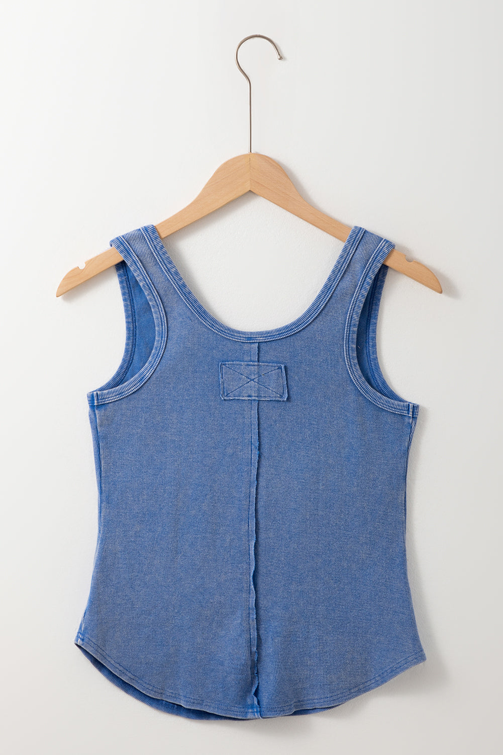 Dusty Periwinkle Mineral Washed Ribbed Notch Neck Tank Top