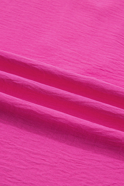 Fuchsia Pink Contrast Trim Split Neck Blouse – Relaxed Everyday Boutique Top