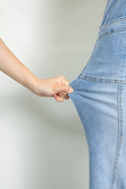 Light Wash Drawstring Wide Leg Jeans – High Rise Patch Pocket Denim