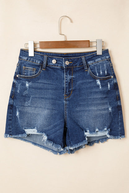 Distressed Frayed Hem Denim Shorts – Casual Everyday Boutique Shorts