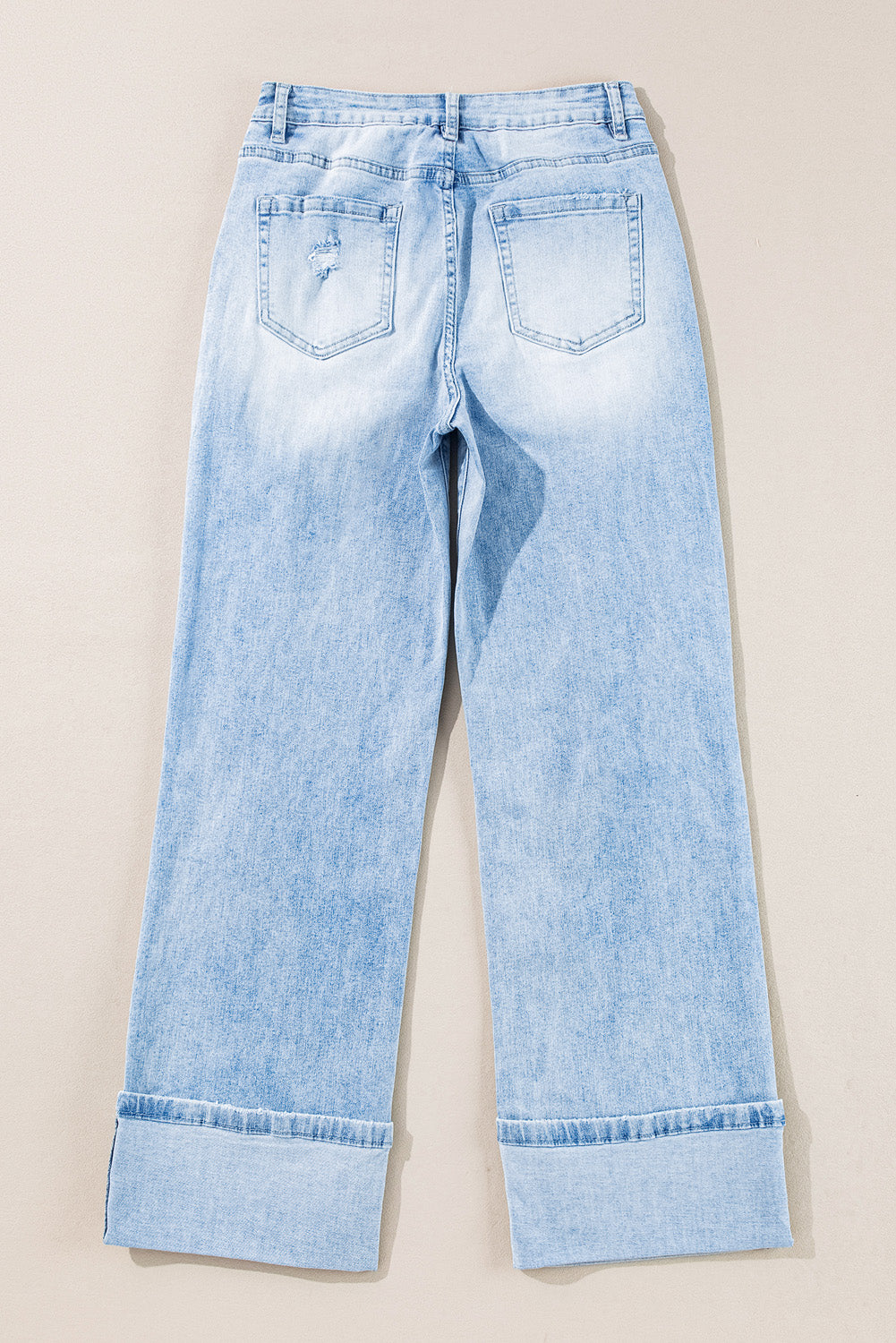 Beau Blue Distressed Straight Leg Jeans 