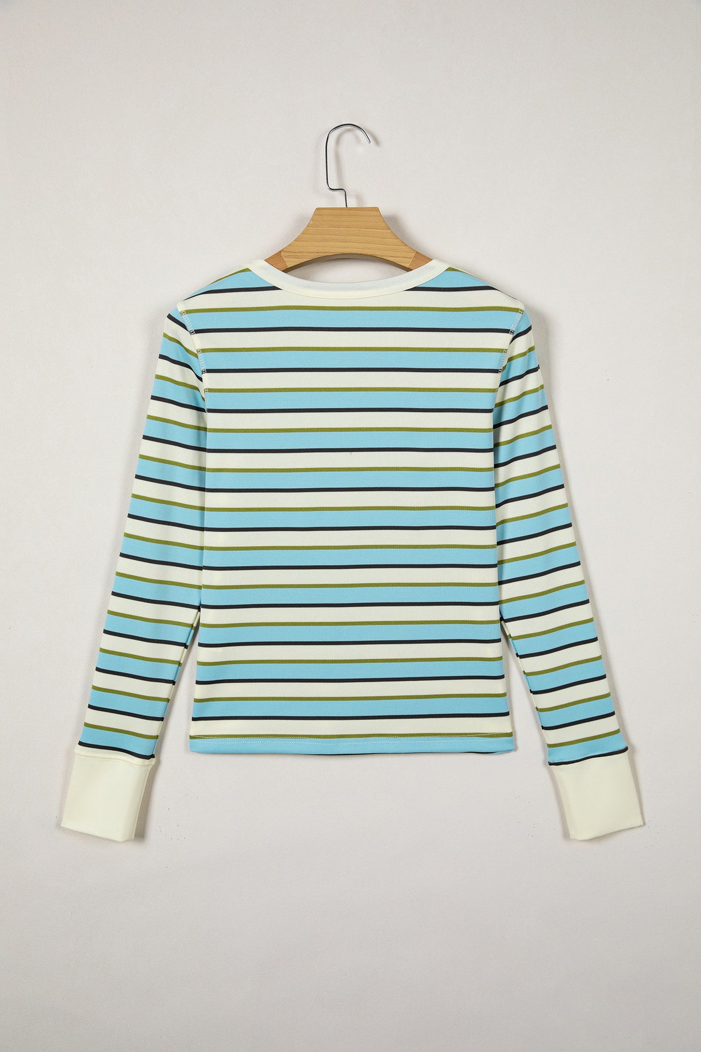 Multicolor Striped Long Sleeve Top – Casual Crew Neck Everyday Shirt