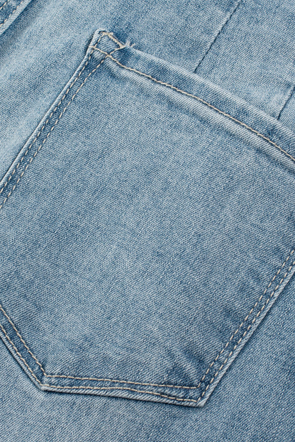 High Waist Button Fly Wide Leg Jeans – Vintage Wash Denim