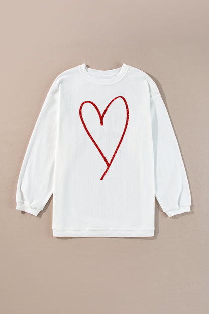White Heart Line Oversized Sweatshirt