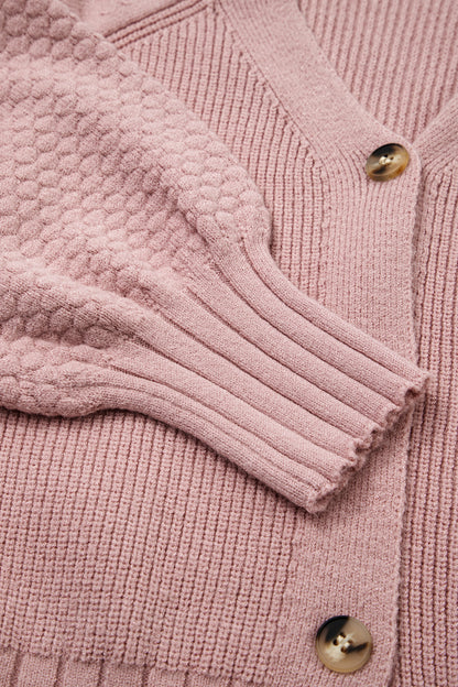 Ribbed Button Knit Cardigan