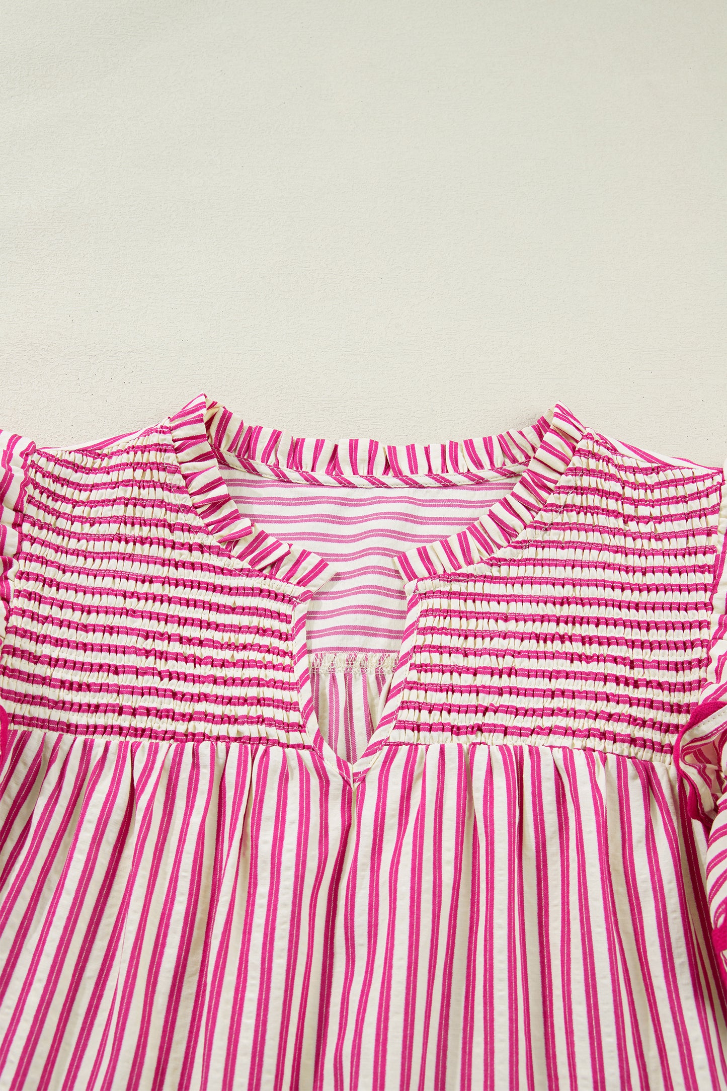 Pink Striped Ruffle Sleeve Sleeveless Blouse – Lightweight Everyday Top