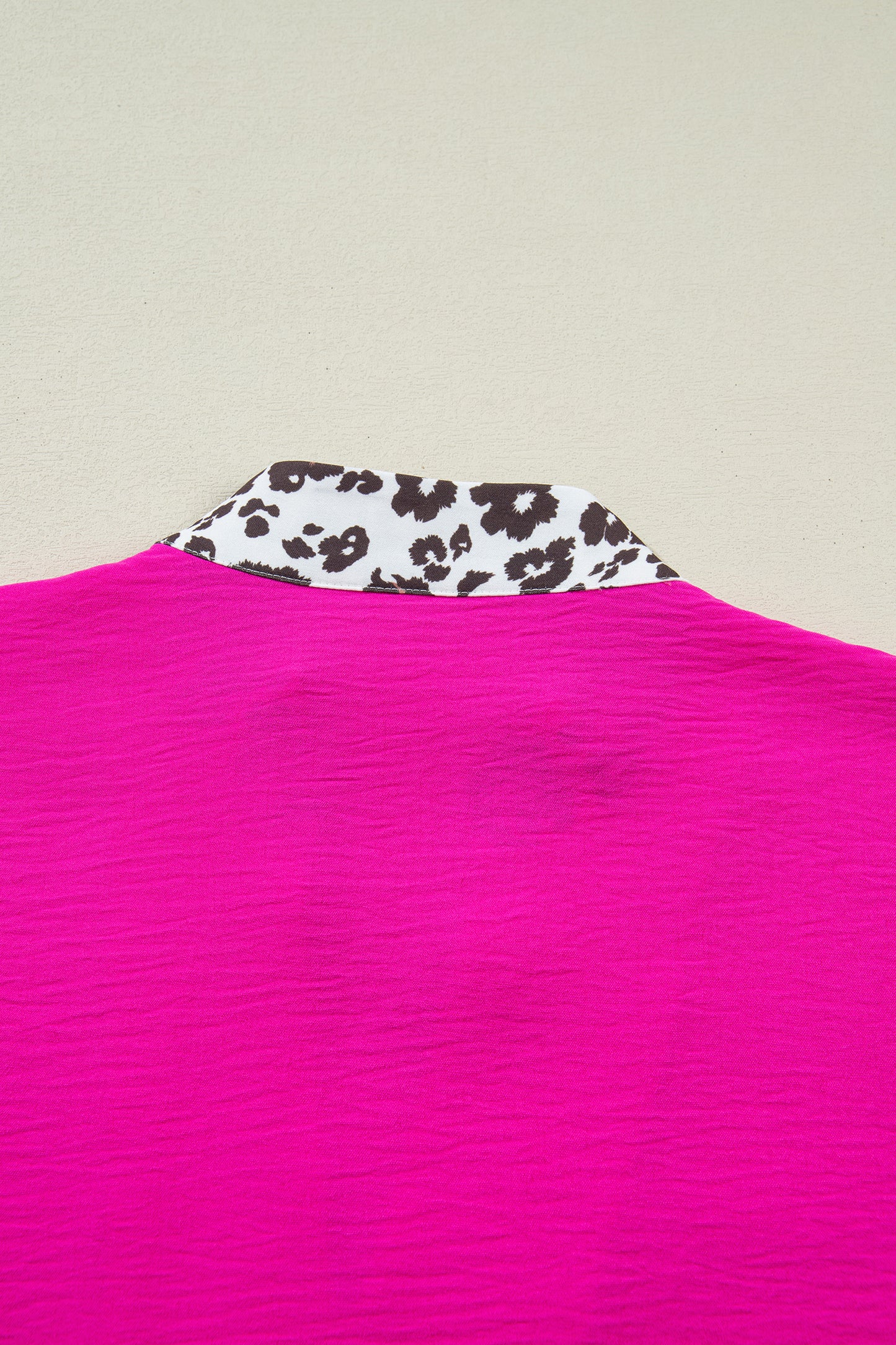 Leopard Trim V-Neck Blouse – Relaxed Fit Statement Top