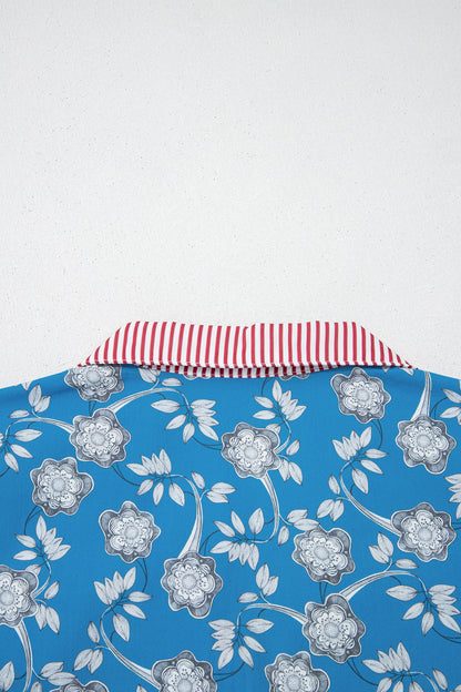 Floral Collared Puff Sleeve Blouse – Vintage Inspired Everyday Top