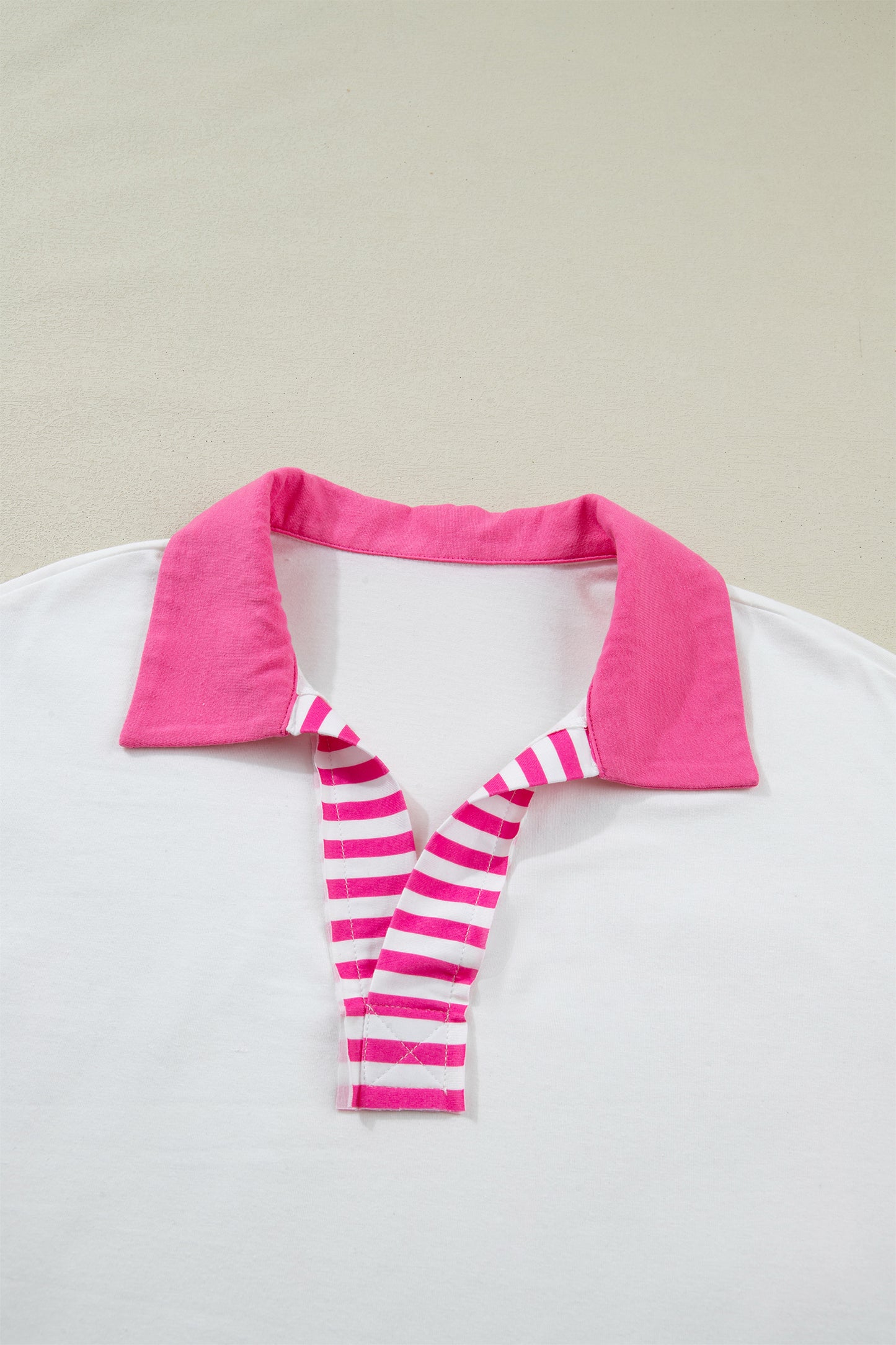 White Contrast Stripe Collared Oversized Blouse – Relaxed Everyday Boutique Top