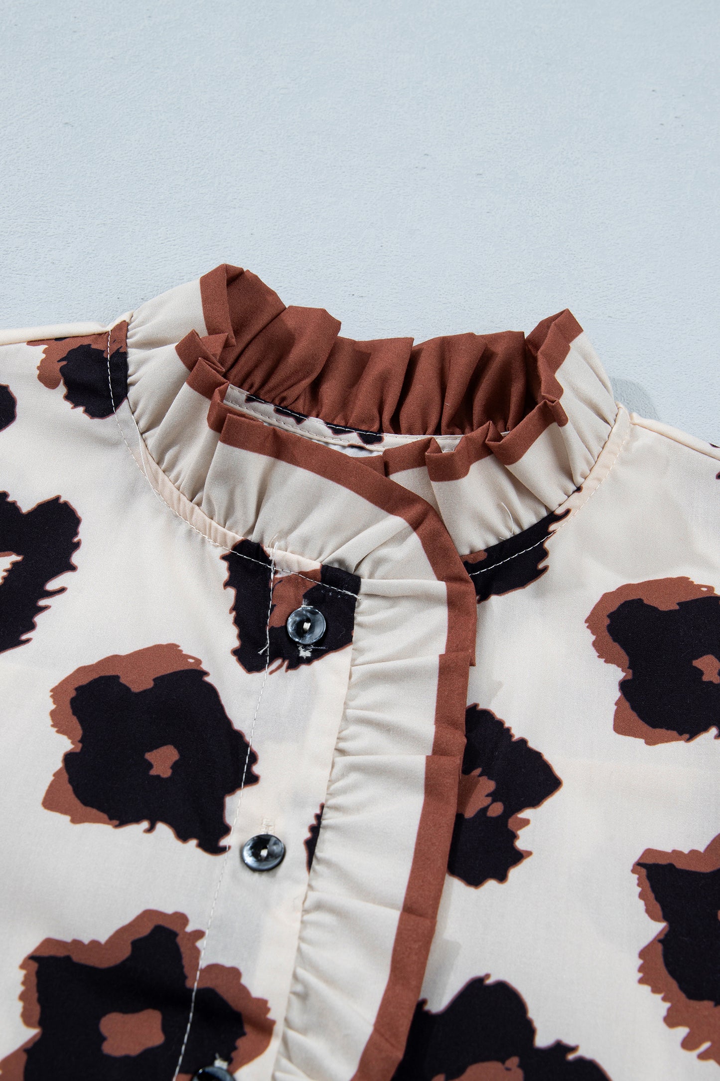 Cream Leopard Print Ruffle Cap Sleeve Blouse – Boutique Animal Print Top