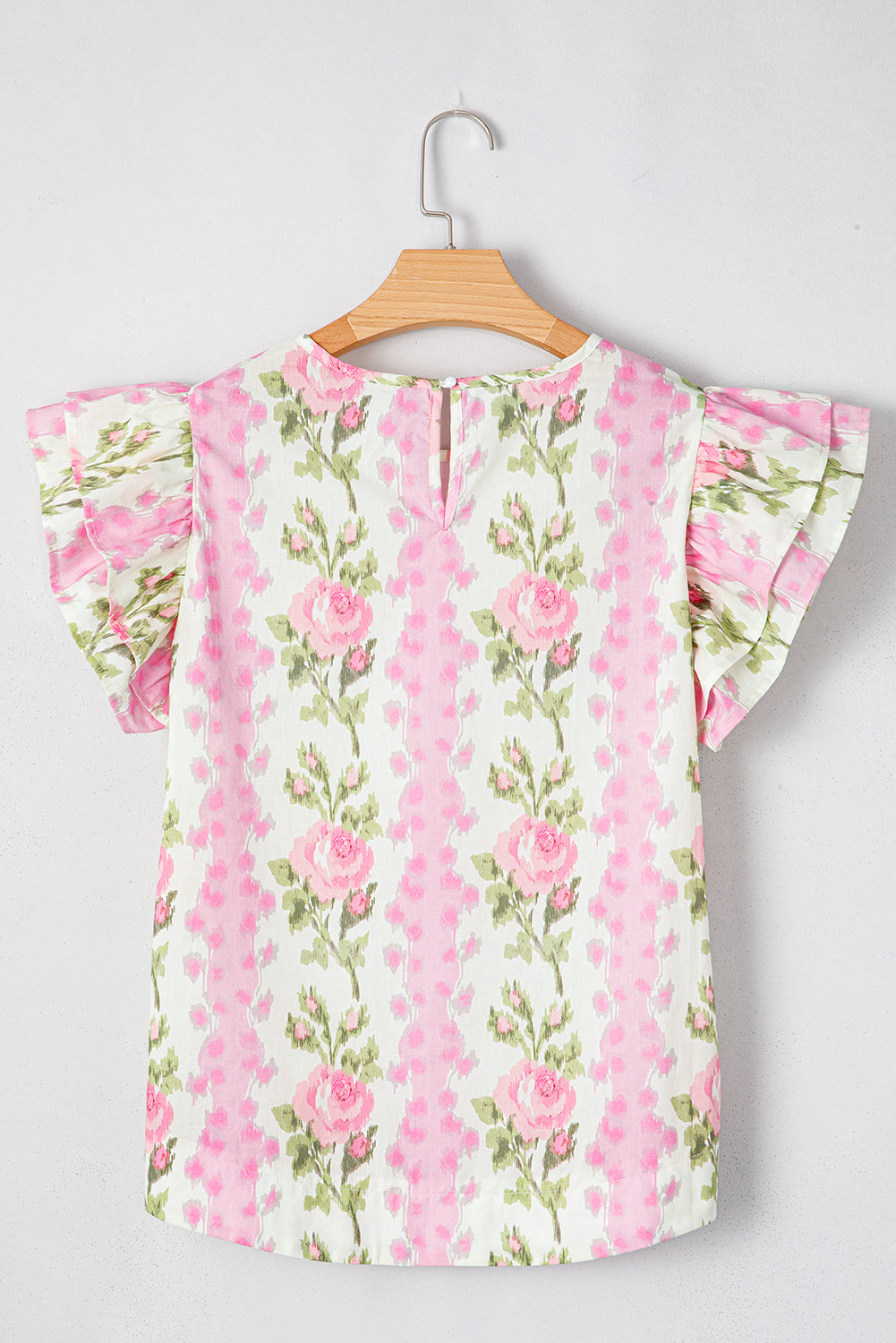 Pink Floral Flutter Sleeve Blouse – Lightweight Feminine Top