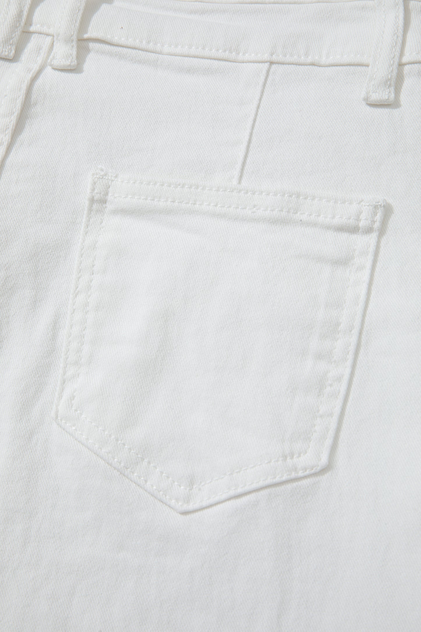 Women’s white high-waist wide-leg jeans with classic five-pocket styling and a relaxed full-length silhouette